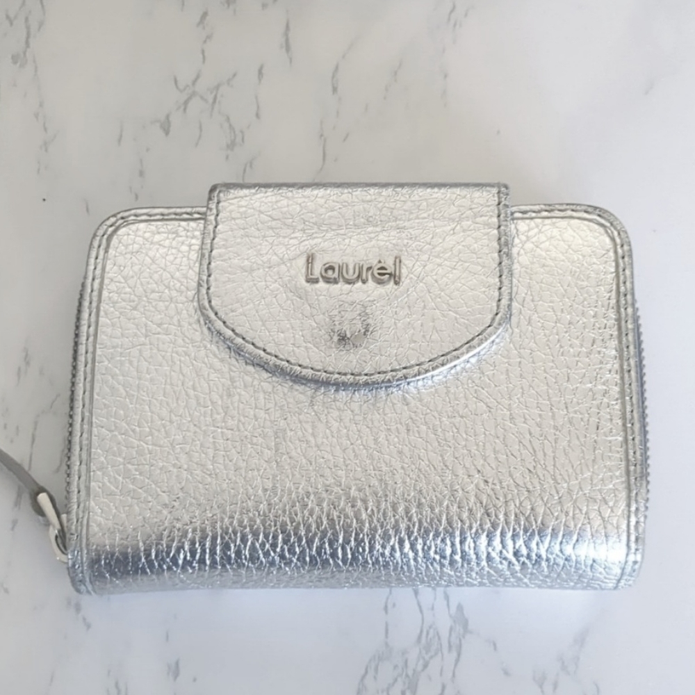 Laurel silver leather wallet